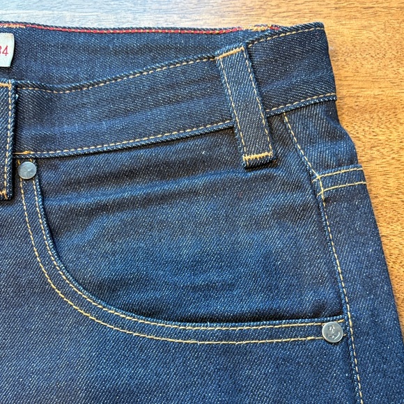 Iron & Resin Mens Dark Blue Straight Leg Jeans 34 Selvedge New - Picture 4 of 9